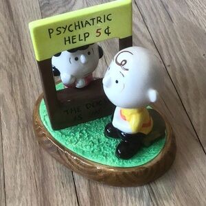 Peanuts Charlie Brown and Lucy Figurine. The doctor is in. New in box.